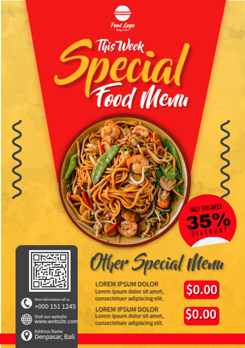 Menu Food Extra Sample Copy of Special Food Menu | PosterMyWall