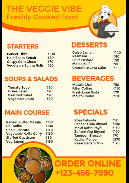 Special Food Menu Poster  A4 template