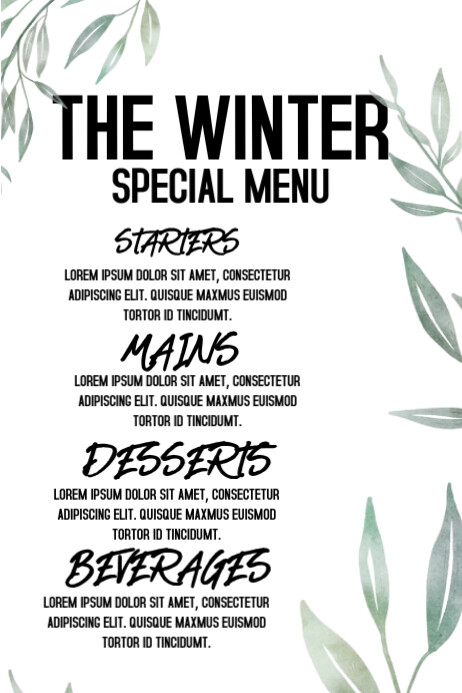Special Food Menu Winter Poster Template | PosterMyWall