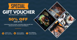 Blue Gift Voucher Promotion Facebook Shared Image Template