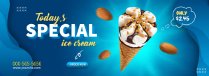 Blå Ice Cream Promotion Facebook Cover Photo Template