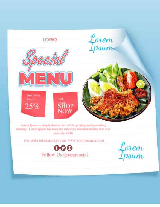 Special menu Ads Template | PosterMyWall