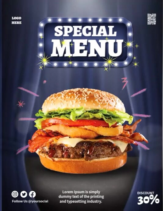 Roxo Special Menu Folhetos Modelo | PosterMyWall