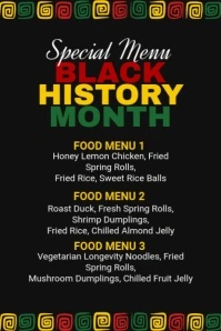 Special Menu Black History Month Poster template