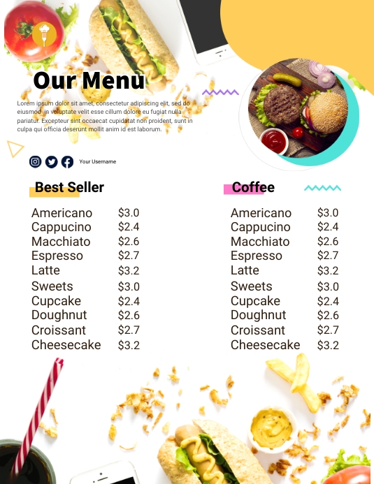 Special Menu Flyer (US Letter) template
