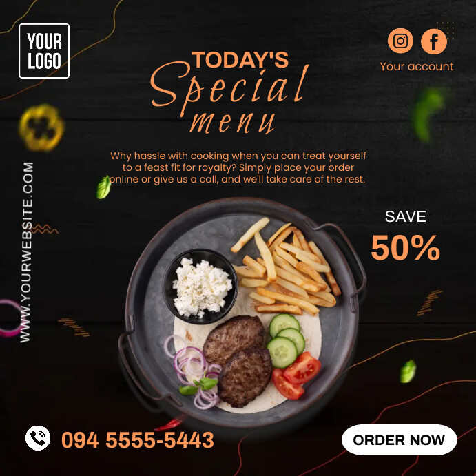 special menu Message Instagram template