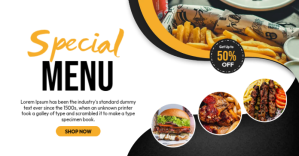 White Special Menu Promotion Facebook Shared Image Template