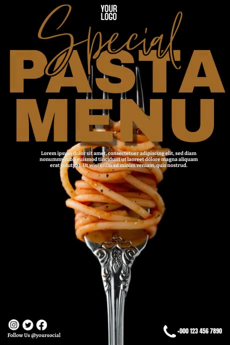 Special Pasta Menu Template | PosterMyWall