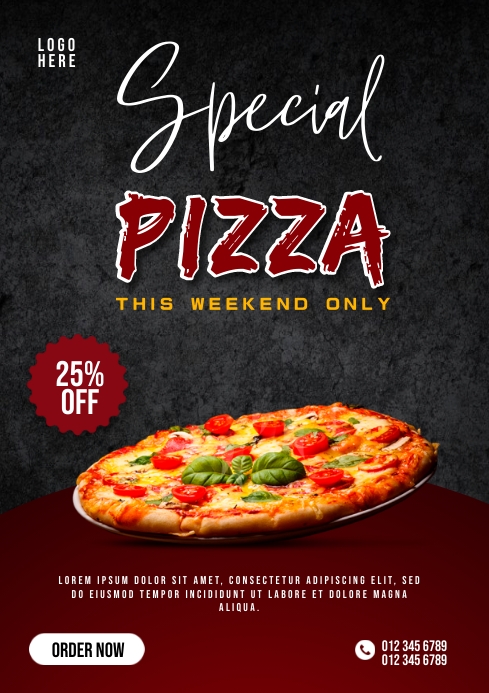Special Pizza Menu A4 template