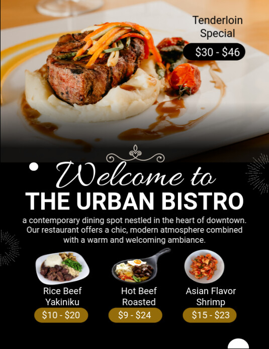 Special Restaurant Food Menu  Flyer (us Letter) template