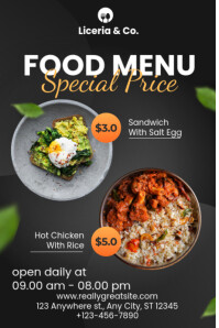 Special Restaurant Food Menu  Poster Póster template