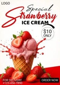 Special  Strawberry ice cream A1 template