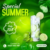 Special Summer Drink Ads โพสต์บน Instagram template