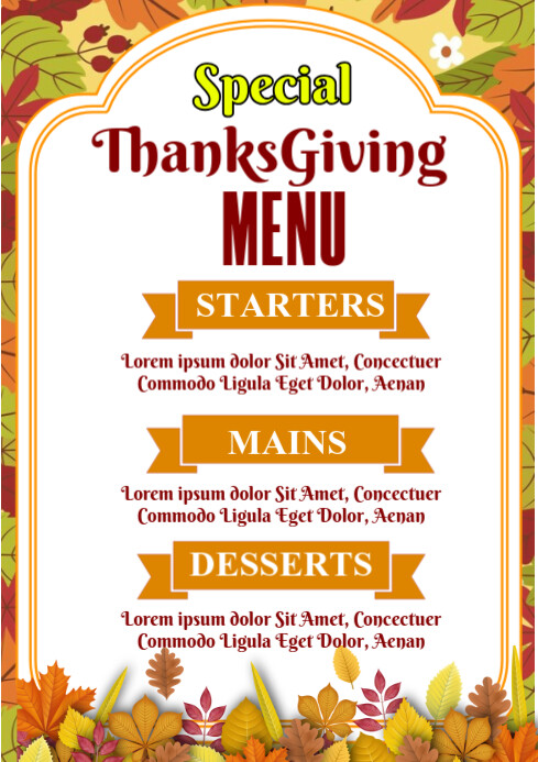 Copy of Special Thanksgiving Menu | PosterMyWall