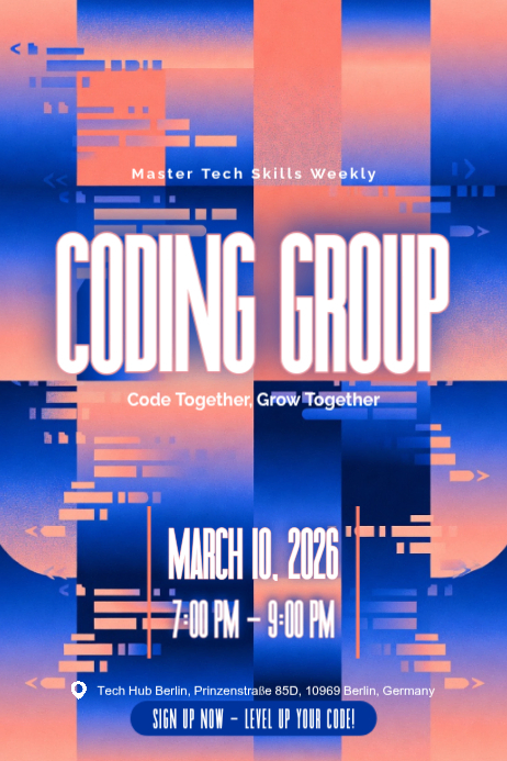 Specialized Coding Study Group Poster Template for Tech Enthusiast ...