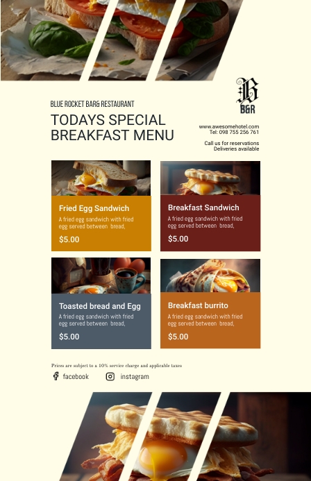 Specials menu: specials list 4 items Halfbladsy Breed template