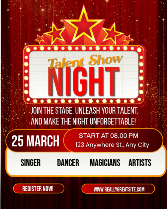 Spectacular Talent Show Night Live Performances Template | PosterMyWall