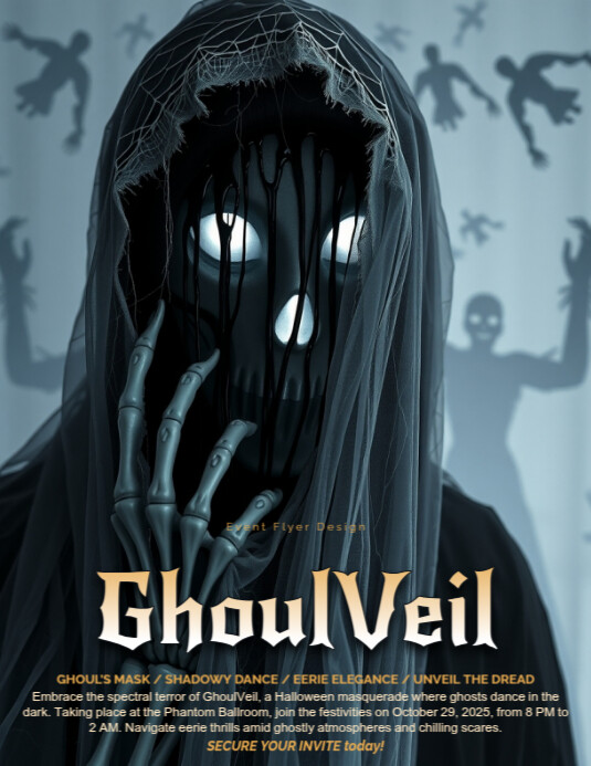 Copy of Spectral Veiled Ghoul Halloween Masquerade Flyer Design ...