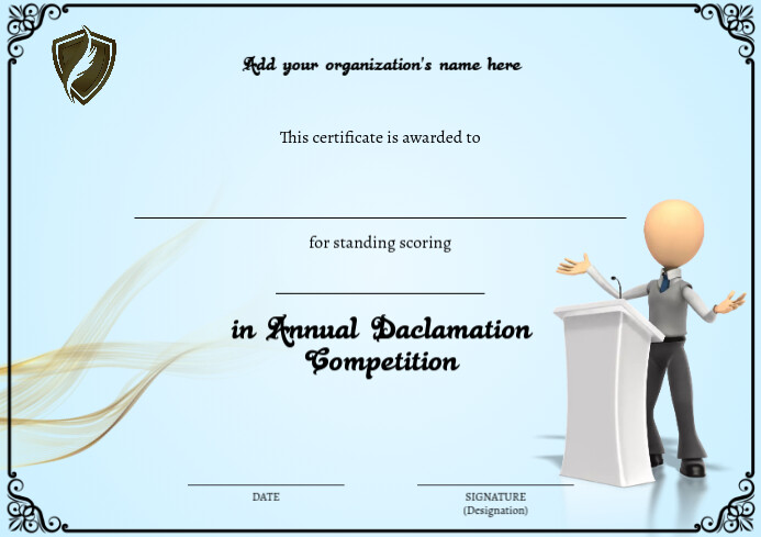 Speech Competition, Certificate A4 template