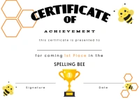 Spelling bee Certificate Postcard template