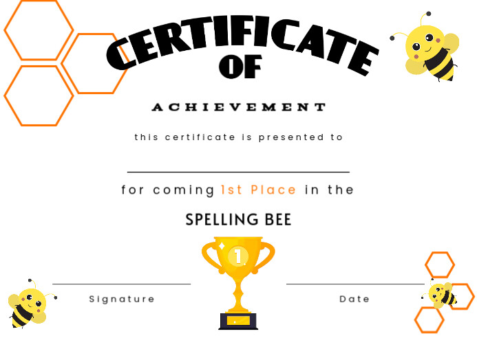 Spelling bee Certificate Postal template