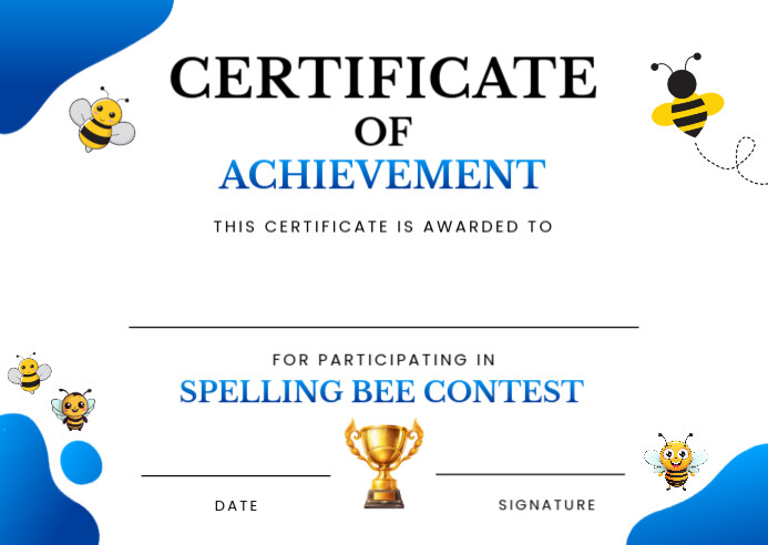 Spelling bee Certificate Template | PosterMyWall spelling-bee-certificate-template-postermywall