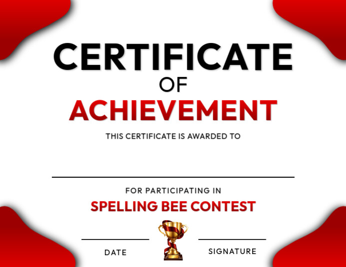 Spelling Bee certificate template Flyer (US Letter)