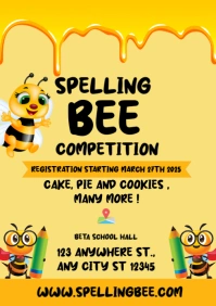 Spelling bee competition poster, flyer, instagram ad post design A4 template
