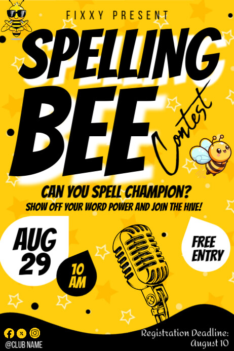 Plantilla de Spelling Bee Contest Poster | PosterMyWall