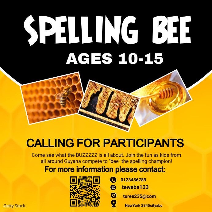 Spelling Bee flyers โพสต์บน Instagram template