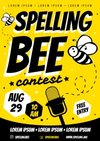 Yellow Spelling Bee Contest Poster A4 template