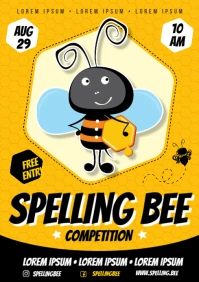 Yellow Spelling Bee Contest Poster A4 template