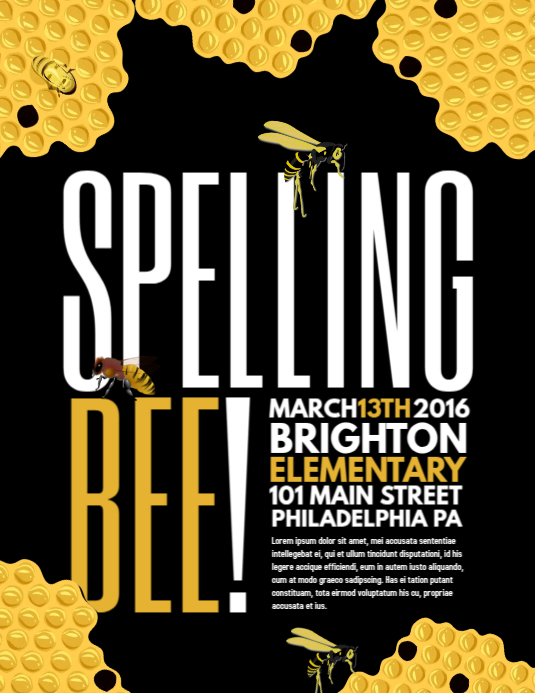 Spelling bee template PosterMyWall