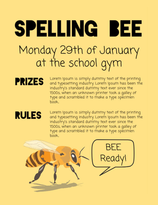 Spelling Bee Prize Flyer Template PosterMyWall