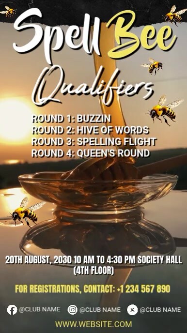 Spelling Bee Qualifiers Digital Display (9:16) template
