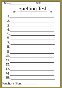 Spelling Test A4 Sheets Template