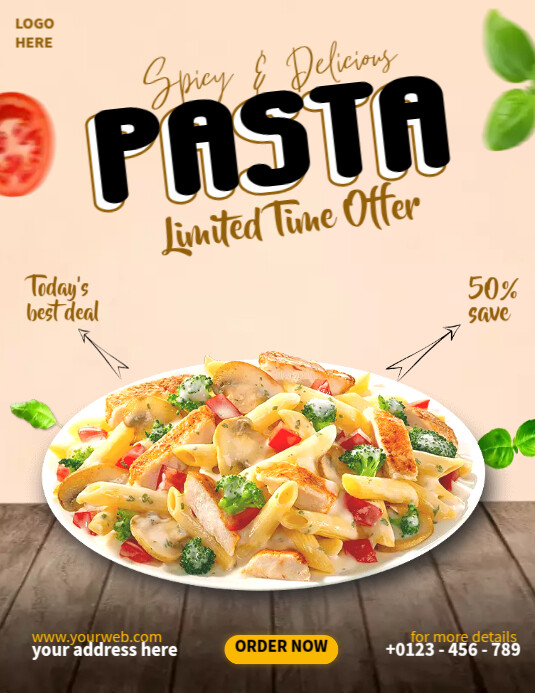 Spicy & Delicious Pasta Ads Template | PosterMyWall