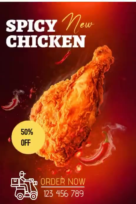 Spicy Chicken Promo Posterr Video Template | PosterMyWall