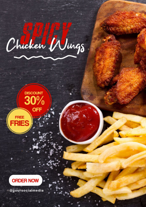 Wing Design Ad Spicy Chicken Wings advertising Template | PosterMyWall