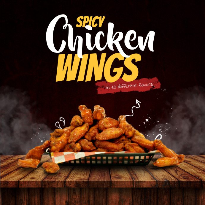 Spicy Chicken Wings Social Food Ad Promo Post Template | PosterMyWall