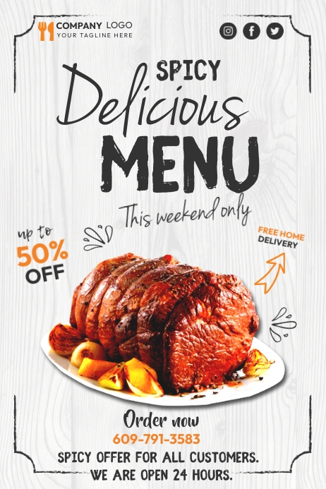 Spicy Delicious Menu Template | PosterMyWall