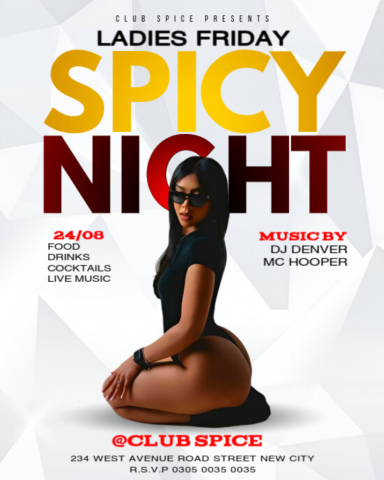 Spicy night party nightclub sexy ladies invitation social media poster flyer template maker online Instagram Portrait