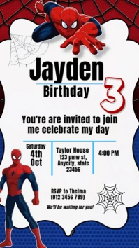 Spider-Man Birthday Invitation | Superhero Party Printable & Digital Invite Instagram-verhaal template