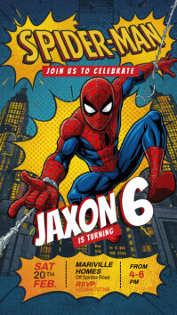 Spider-Man Birthday Invitation Digital Display (9:16) template