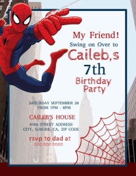 Spider-Man Birthday Party Flyer (Letter pang-US) template