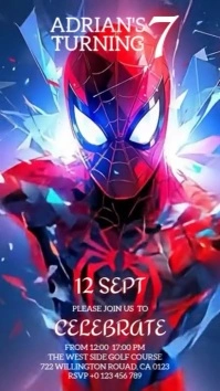 Spider-man Birthday party invitation design template Instagram-Story