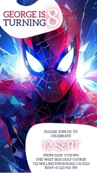 Spider-man Birthday party invitation design template Instagram Story