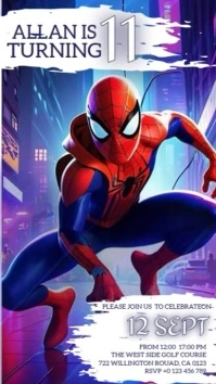 Spider-man Birthday party invitation design template, Instagram Story