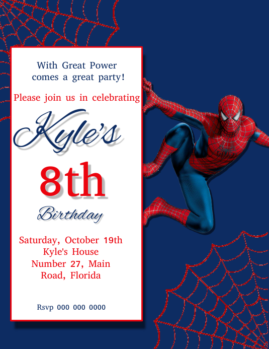 Spider man Birthday Party Invitation Template Ulotka (US Letter)