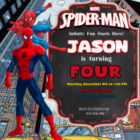 Czarny Spider-Man Birthday Party โพสต์บน Instagram Template